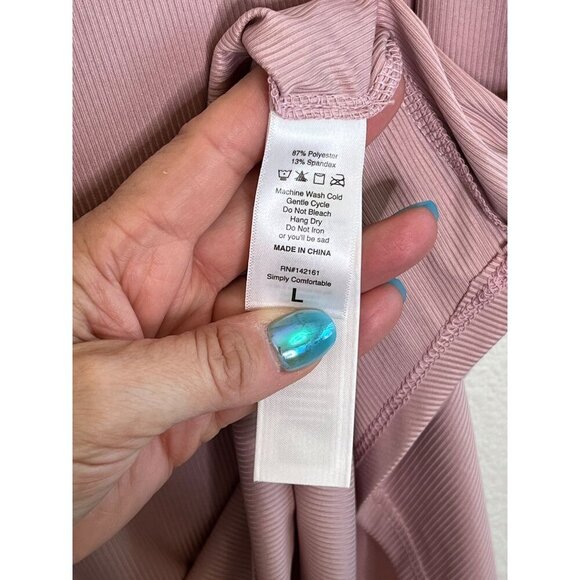 Lularoe Christy Ribbed Short Sleeve V-Neck Top Mauve Pink Size Large NWT - Picture 5 of 6